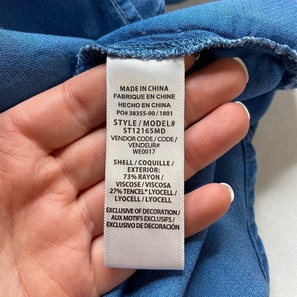 Splendid Medium Wash Crosshatch Gauze Peasant Top Size Small - Picture 9 of 11